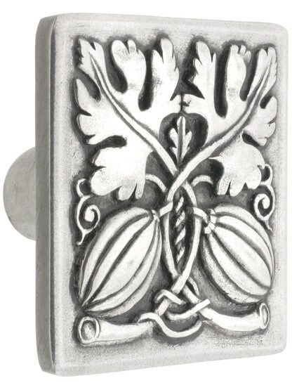 Autumn Squash Cabinet Knob - 1 1/2 inch X 1 1/2 inch in Brilliant Pewter.